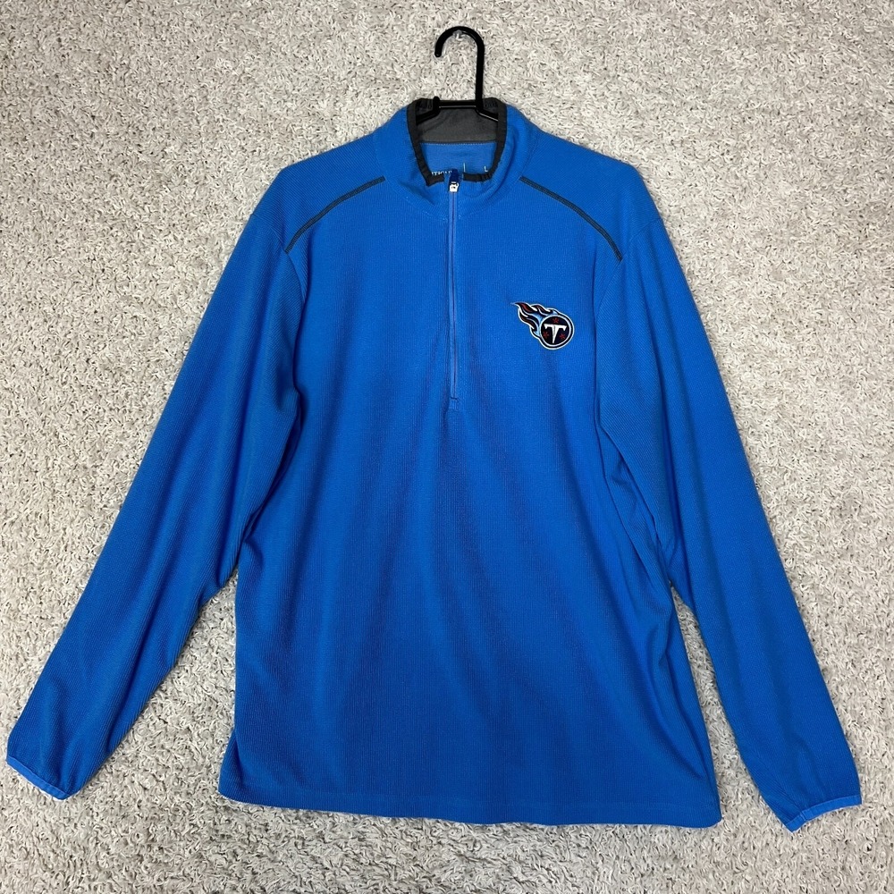 Tennessee Titans Sweatshirt Mens Large Blue NFL Football 1/4 Zip Fleece Antigua